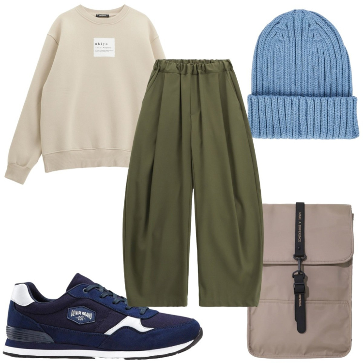 Outfit uomo - Total look #2331465. Stile Trendy per Tutti i giorni. Abbinamento con sneakers, felpe, borse sportive, pantaloni, berretti.