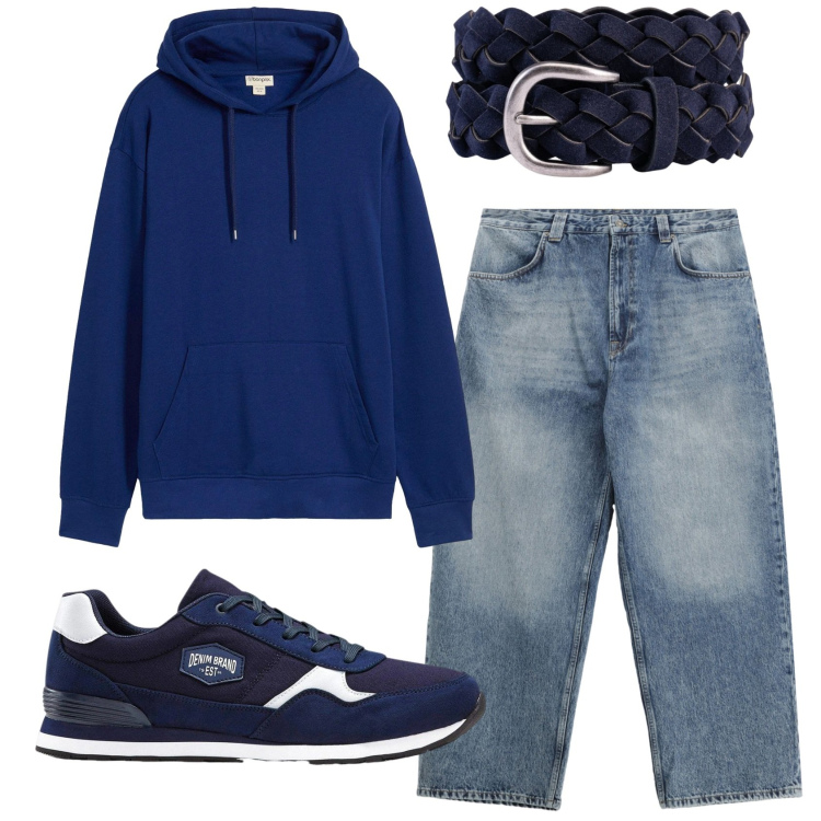 Outfit uomo - Total look #2331468. Stile Casual per Tutti i giorni. Abbinamento con sneakers, felpe con cappuccio, jeans, cinture.