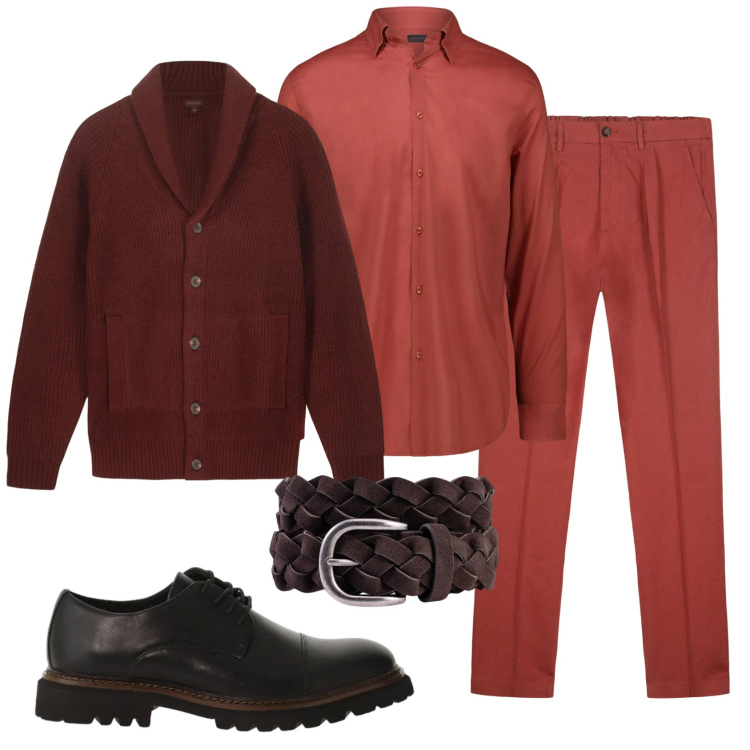 Outfit uomo - Total look #2331472. Stile Business/Elegante per Ufficio. Abbinamento con scarpe stringate, cardigans, pantaloni, camicie, cinture.