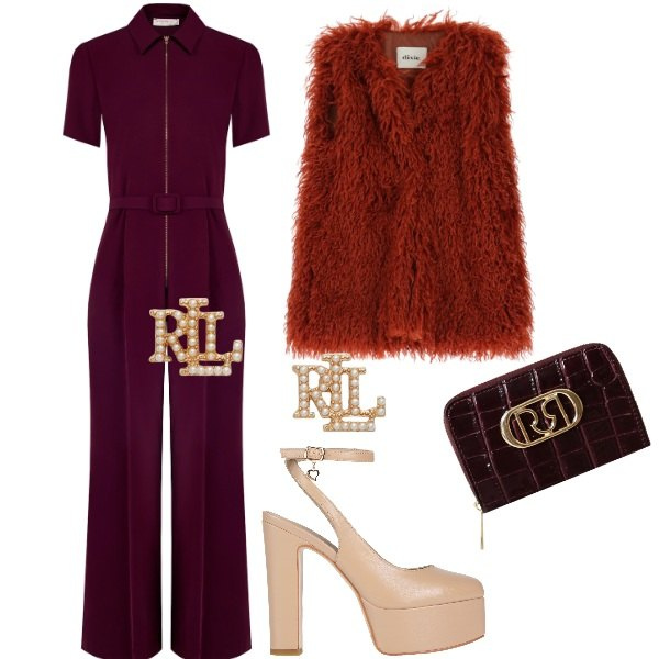 Outfit donna - San Valentino curvy mood - FDCI. Stile Vintage retrò per Serata fuori. Abbinamento con décolleté, gilet, tute, portafogli, orecchini.