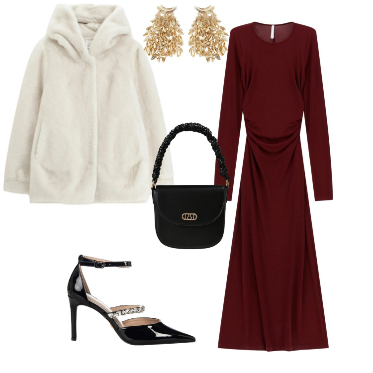 Outfit donna - Bon ton serata evento speciale. Stile Bon Ton per Serata fuori. Abbinamento con vestiti lunghi, ecopellicce, orecchini, borse a mano, décolleté.