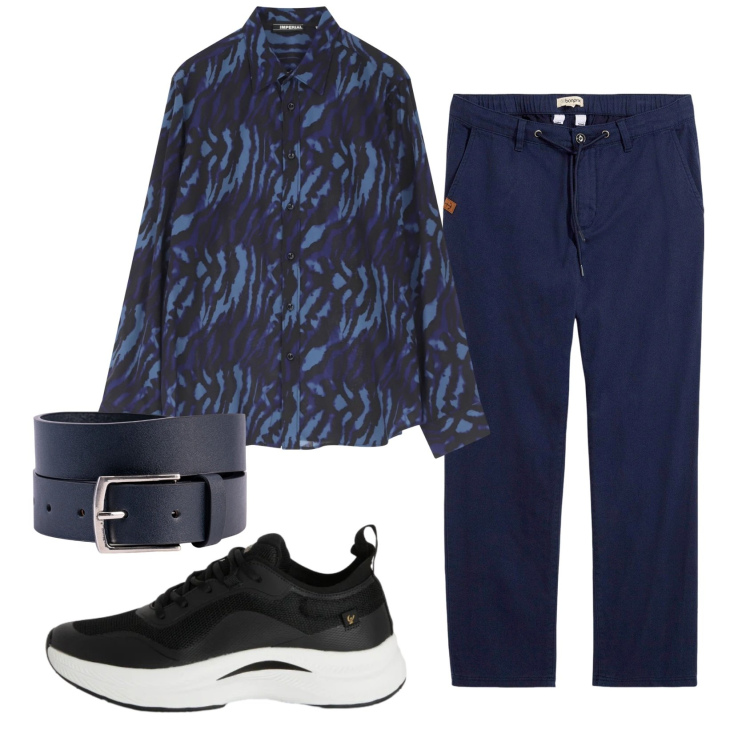 Outfit uomo - Total look #2331541. Stile Casual per Tutti i giorni. Abbinamento con pantaloni chino, camicie, sneakers, cinture.