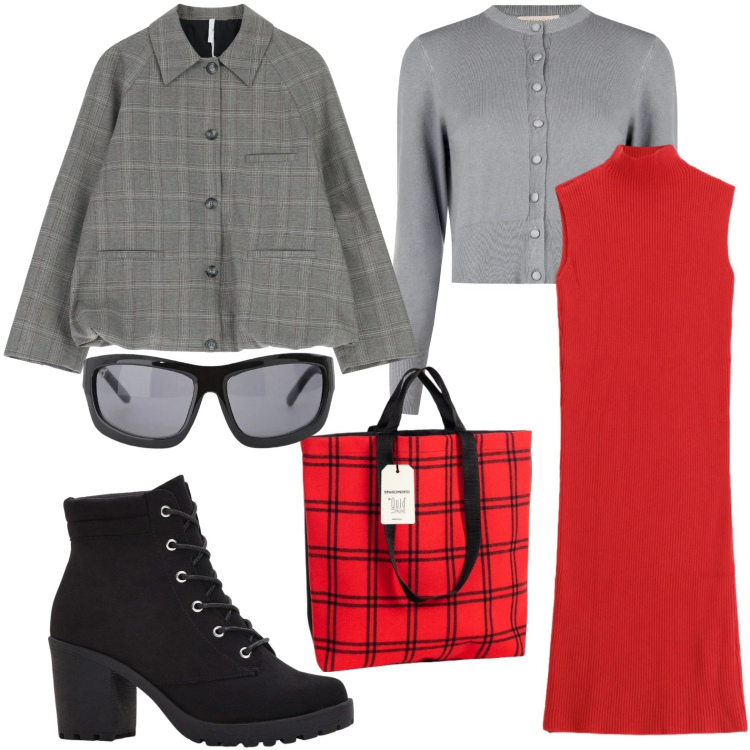 Outfit donna - La shopper stilosa. Stile Casual per Tutti i giorni. Abbinamento con stivaletti, occhiali da sole, blazer, vestiti midi/longuette, borse tote, cardigans.