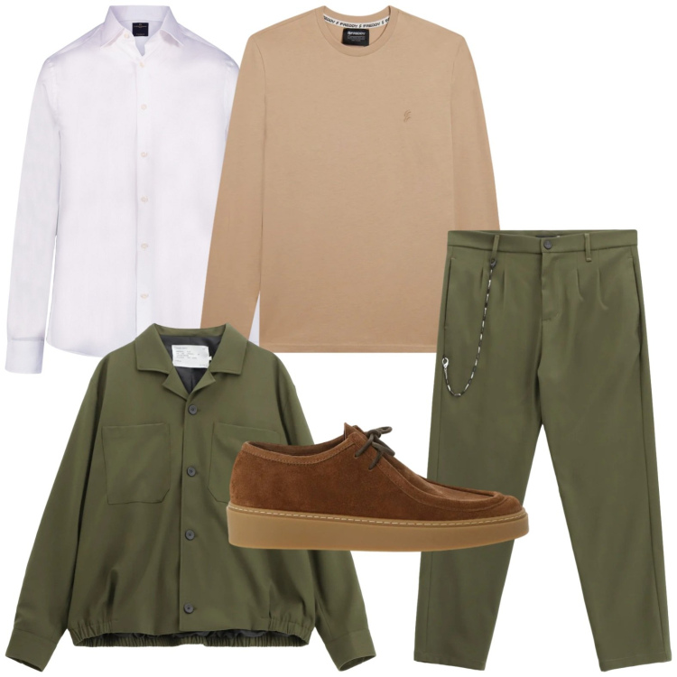 Outfit uomo - La camicia passpartout. Stile Casual per Tutti i giorni. Abbinamento con cappotti, scarpe stringate, pantaloni, t-shirt, camicie.