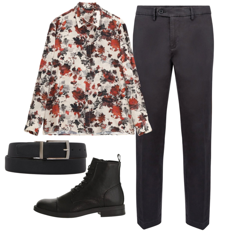 Outfit uomo - Total look #2331674. Stile Trendy per Serata speciale. Abbinamento con camicie, anfibi, pantaloni chino, cinture.