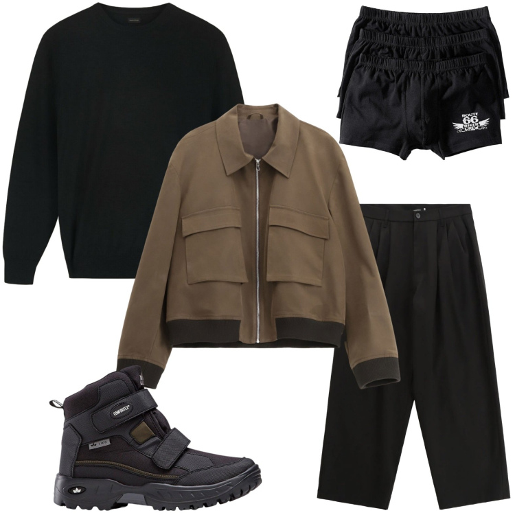 Outfit uomo - Il bomber funzionale. Stile Trendy per Tutti i giorni. Abbinamento con stivali e stivaletti, boxer, giacche, pantaloni, pullovers.