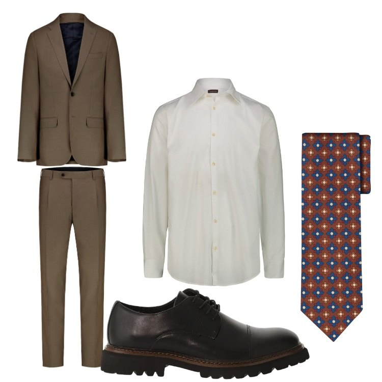 Outfit uomo - Al lavoro. Stile Business/Elegante per Ufficio. Abbinamento con scarpe stringate, cravatte, camicie, abiti.