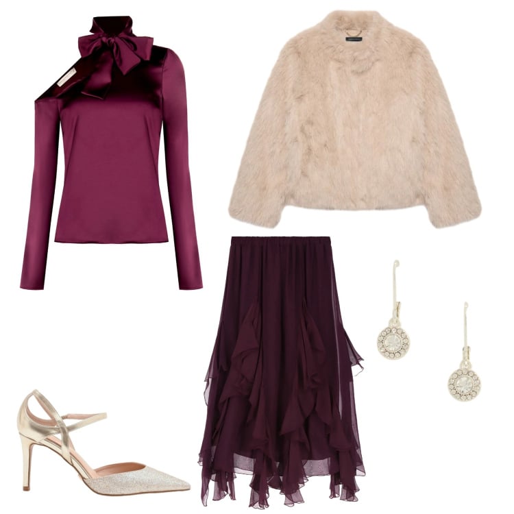 Outfit donna - Accessori chic. Stile Chic per Serata fuori. Abbinamento con gonne longuette, bluse, décolleté, orecchini, ecopellicce.