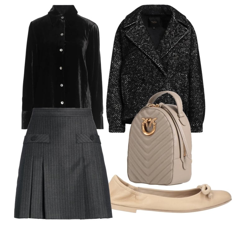 Outfit donna - Preppy. Stile Preppy per Scuola/Università. Abbinamento con ballerine, camicie, minigonne, caban, zaini.