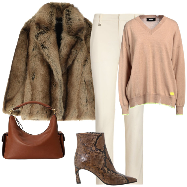 Outfit donna - A Cortina. Stile Sporty chic per Tutti i giorni. Abbinamento con pullovers, stivaletti, vestiti corti, pantaloni, borse a spalla.