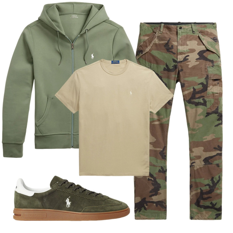 Outfit uomo - Total look #2331765. Stile Casual per Tutti i giorni. Abbinamento con t-shirt, sneakers, pantaloni cargo, felpe.