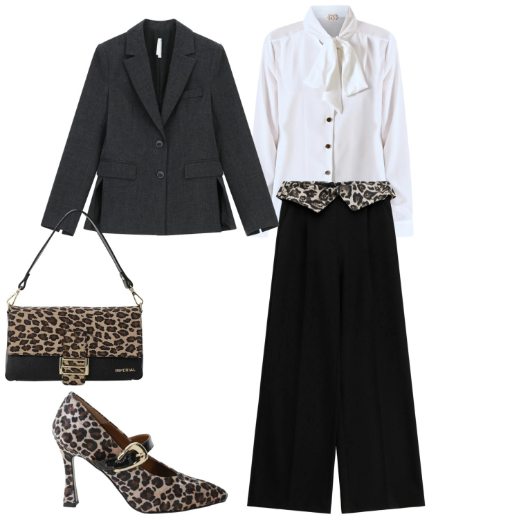 Outfit donna - Total look #2331774. Stile Bon Ton per Cerimonia. Abbinamento con pantaloni a palazzo, borse a spalla, décolleté, blazer, bluse.