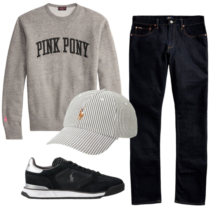 Outfit uomo - Total look #2331789. Stile Casual per Tutti i giorni. Abbinamento con jeans, sneakers, felpe, cappelli.