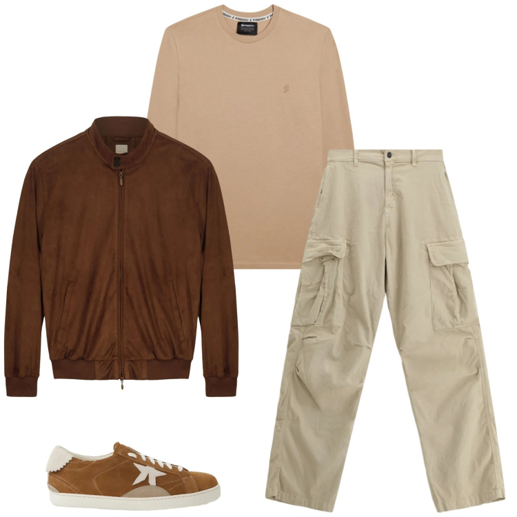 Outfit uomo - Total look #2331846. Stile Casual per Tutti i giorni. Abbinamento con pantaloni cargo, sneakers, t-shirt, giacche.