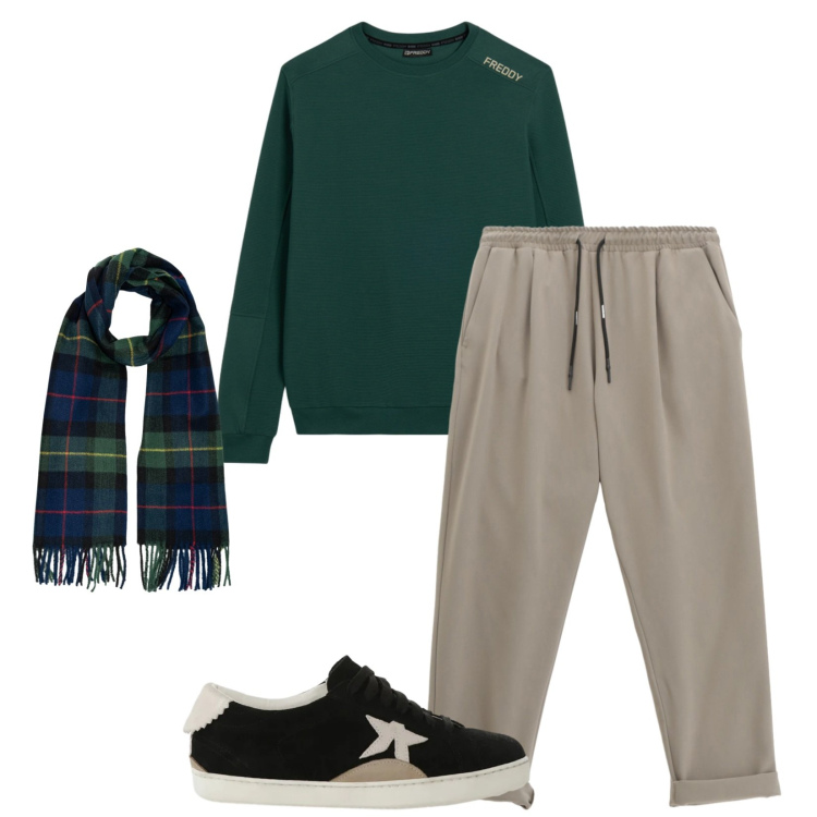 Outfit uomo - Total look #2331848. Stile Urban per Tutti i giorni. Abbinamento con sneakers, pantaloni, felpe, sciarpe.