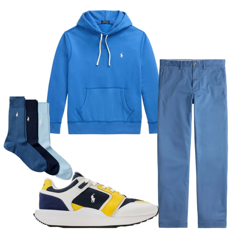 Outfit uomo - Total look #2331917. Stile Urban per Tutti i giorni. Abbinamento con calzini, felpe, sneakers, pantaloni chino.