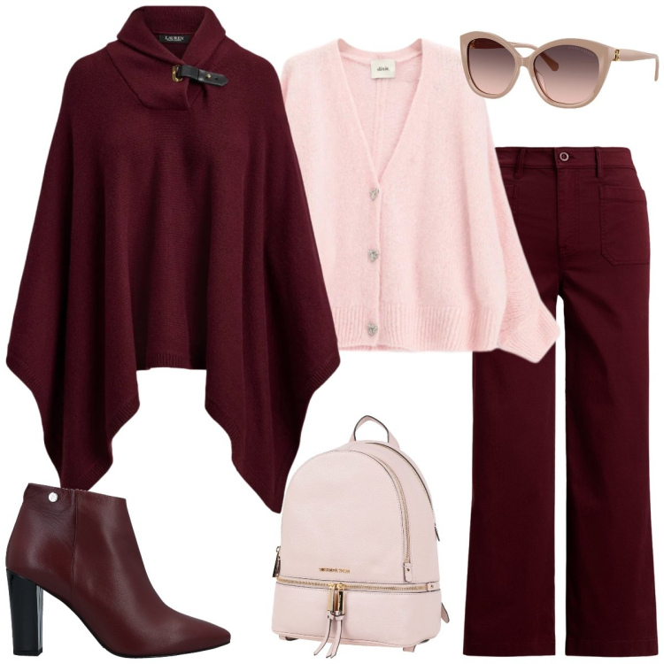 Outfit donna - Total look #2332327. Stile Casual chic per Tutti i giorni. Abbinamento con stivaletti, zaini, cardigans, pantaloni, cappotti, occhiali da sole.