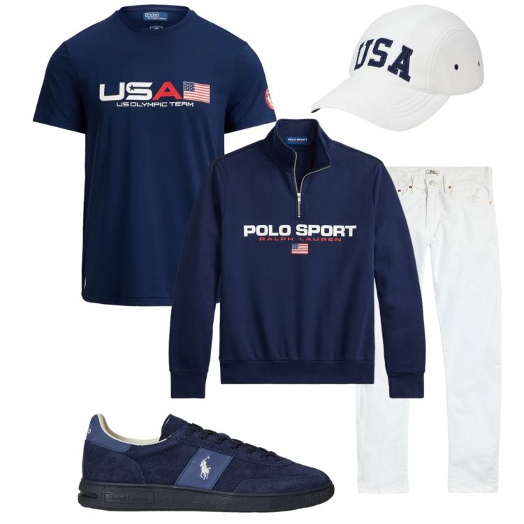 Outfit uomo - Total look #2332329. Stile Trendy per Tutti i giorni. Abbinamento con jeans, sneakers, cappelli con visiera, t-shirt, felpe.