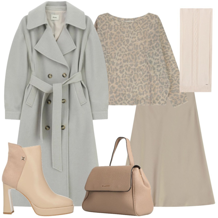 Outfit donna - Total look #2332343. Stile Chic per Tutti i giorni. Abbinamento con stivaletti, zaini, gonne longuette, cappotti, maglieria, sciarpe.