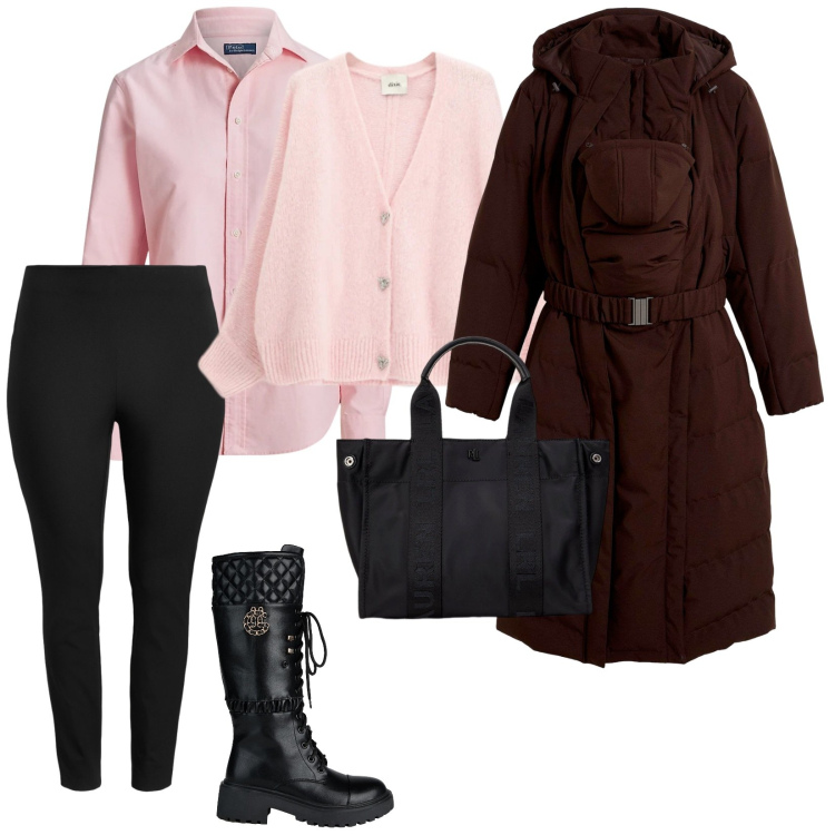 Outfit donna - Bebè con me. per Ufficio. Abbinamento con blazer, stivali, cardigans, camicie, borse tote, pantaloni skinny.