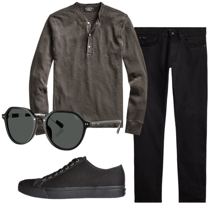 Outfit uomo - Total look #2332511. Stile Casual per Ufficio. Abbinamento con t-shirt, sneakers, jeans, occhiali da sole.