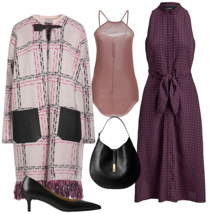 Outfit donna - Burgundy Love. Stile Chic per Tutti i giorni. Abbinamento con cappotti, top, vestiti senza maniche, décolleté, borse a spalla.