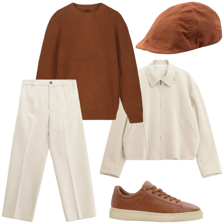 Outfit uomo - Total look #2332563. Stile Casual per Ufficio. Abbinamento con sneakers, pantaloni, cappotti, cappelli con visiera, maglieria.