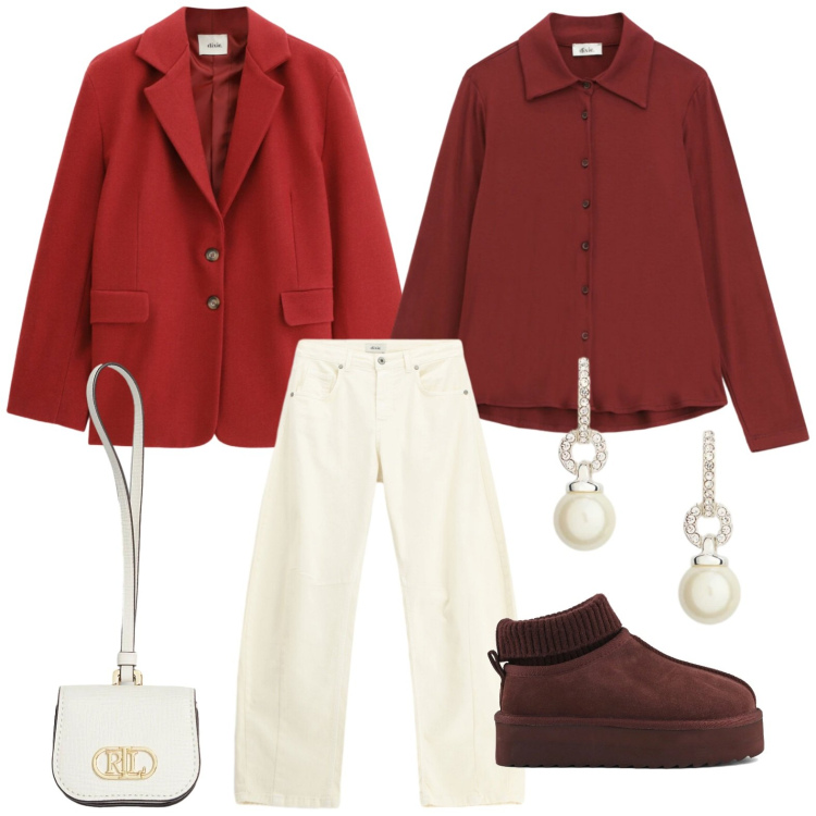 Outfit donna - Il pantalone morbido. Stile Casual per Tutti i giorni. Abbinamento con camicie, blazer, pantaloni, orecchini, pochette, sabot.