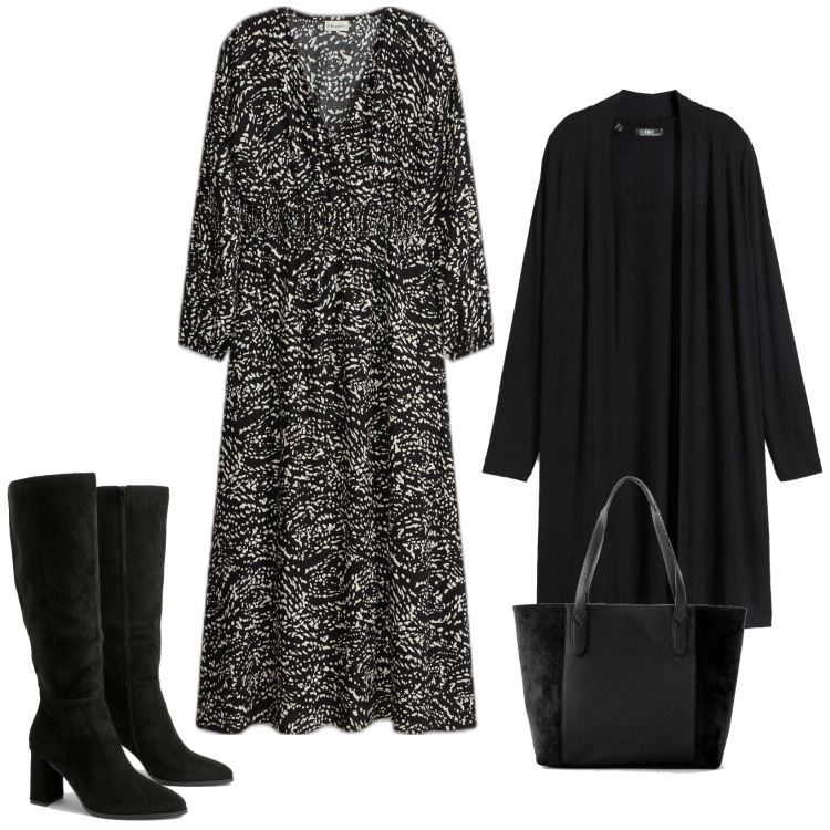 Outfit femme - Boho Février. Style Boho pour Tous les jours. Assortir avec gilets sans manche, robes longues, sac cabas, bottes.