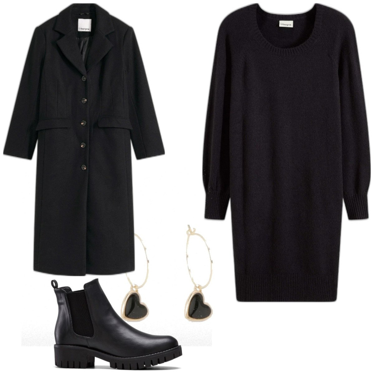 Outfit femme - Basique #517. Style Basique pour Tous les jours. Assortir avec robes courtes, manteaux, boots, boucles d'oreilles.