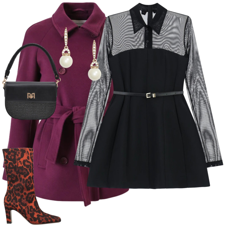 Outfit donna - Total look #2332637. Stile Casual chic per Serata fuori. Abbinamento con stivaletti, vestiti corti, caban, borse a spalla, orecchini.