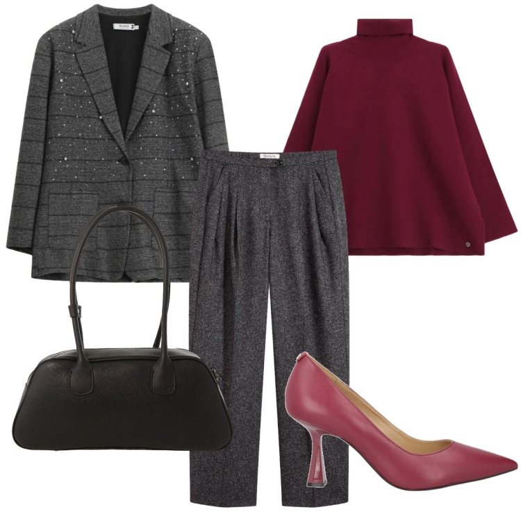 Outfit donna - Total look #2332721. Stile Chic per Tutti i giorni. Abbinamento con pantaloni, décolleté, borse a mano, maglieria, blazer.