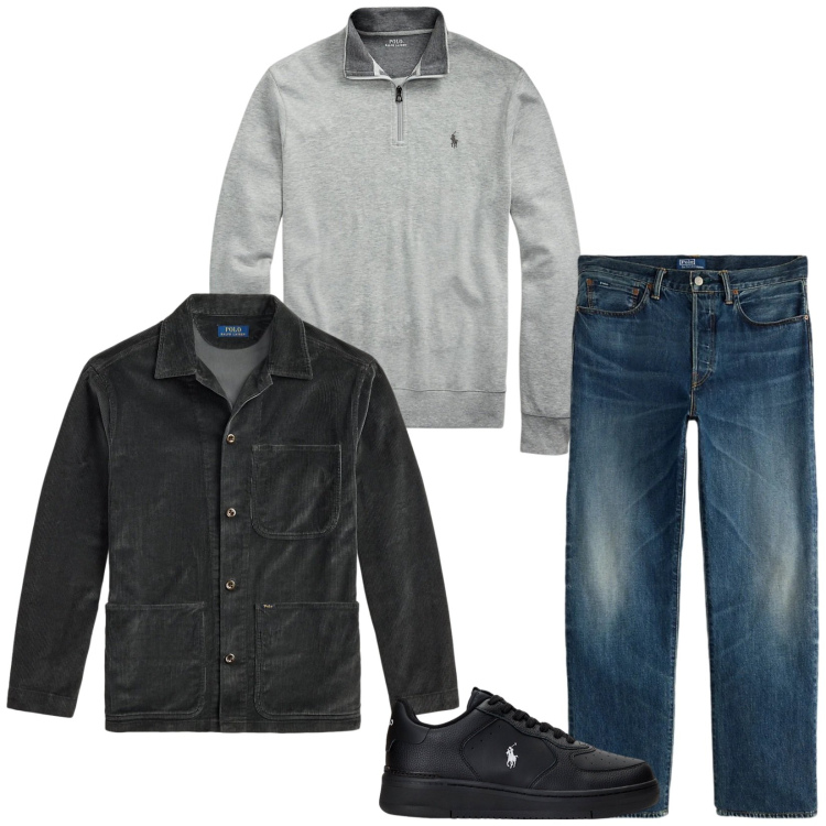 Outfit uomo - Total look #2332742. Stile Urban per Tutti i giorni. Abbinamento con sneakers, jeans dritti, giacche, pullovers.