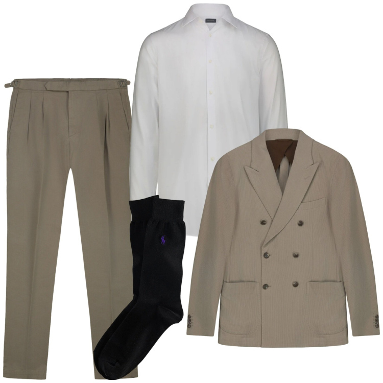 Outfit uomo - Total look #2332761. Stile Business/Elegante per Ufficio. Abbinamento con sneakers, calzini, giacche, camicie, pantaloni.