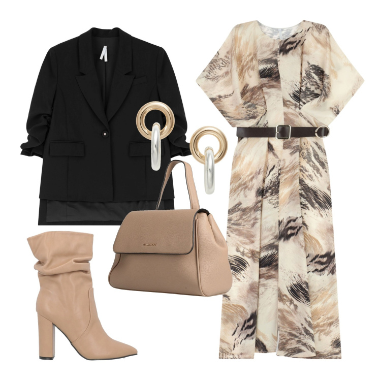 Outfit donna - Total look #2332767. Stile Glamour per Serata fuori. Abbinamento con zaini, stivaletti, vestiti lunghi, blazer, orecchini.