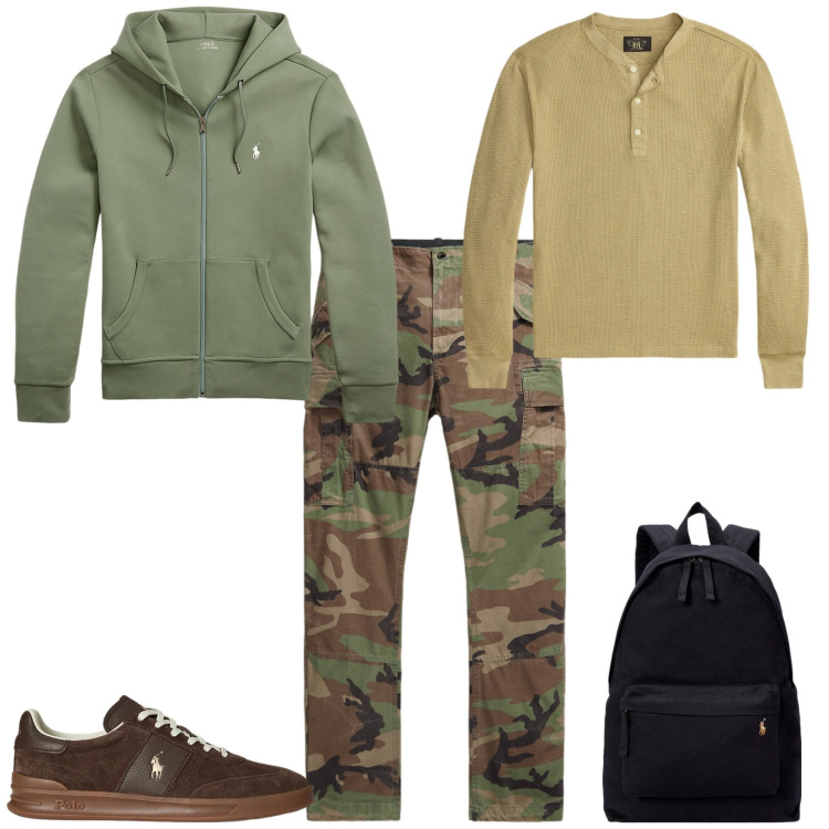 Outfit uomo - Trendy ogni giorno. Stile Trendy per Tutti i giorni. Abbinamento con borse sportive, sneakers, t-shirt, pantaloni cargo, felpe.