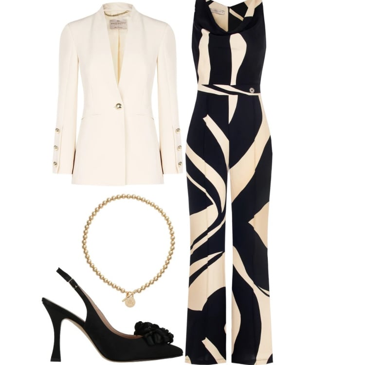 Outfit donna - Total look #2332771. Stile Chic per Cerimonia. Abbinamento con décolleté, tute, blazer, collane.