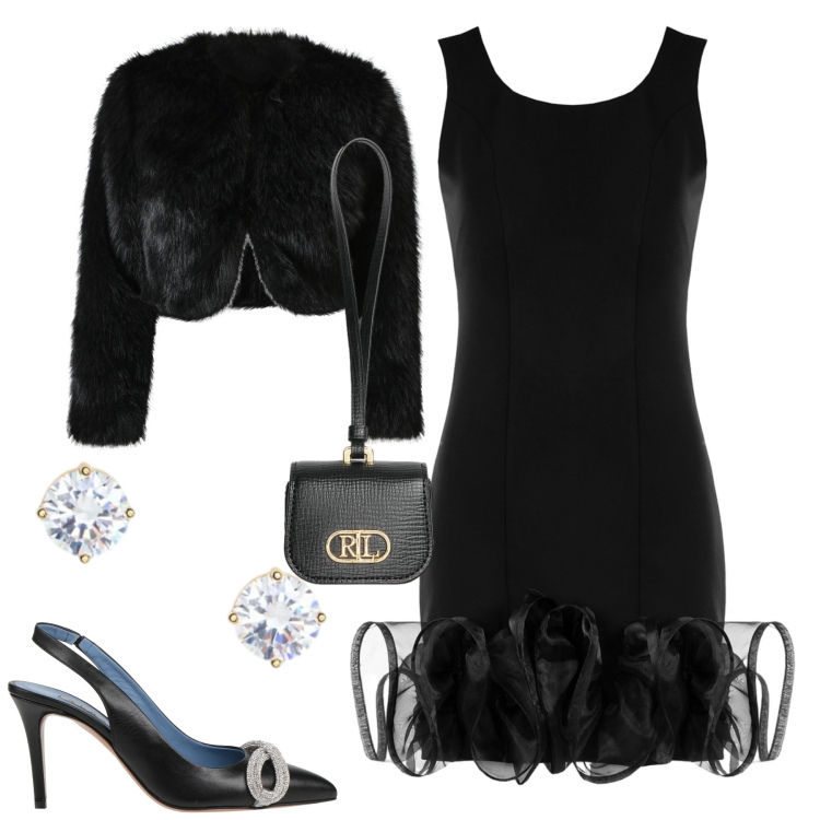 Outfit donna - Serata speciale. Stile Chic per Serata fuori. Abbinamento con décolleté, vestiti a tubino, blazer, orecchini, pochette.