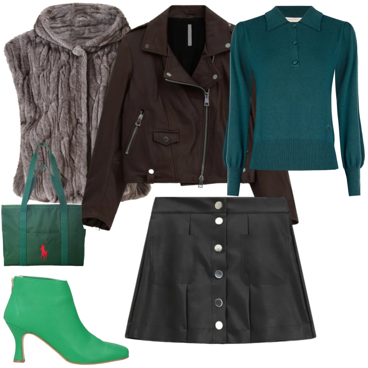 Outfit donna - Total look #2332834. Stile Bon Ton per Scuola/Università. Abbinamento con stivaletti, giacche, minigonne, polo, piumini, borse tote.