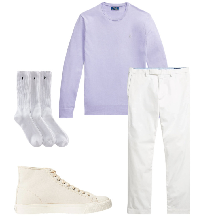 Outfit uomo - Total look #2332873. Stile Casual per Tutti i giorni. Abbinamento con calzini, sneakers, pantaloni chino, maglieria.