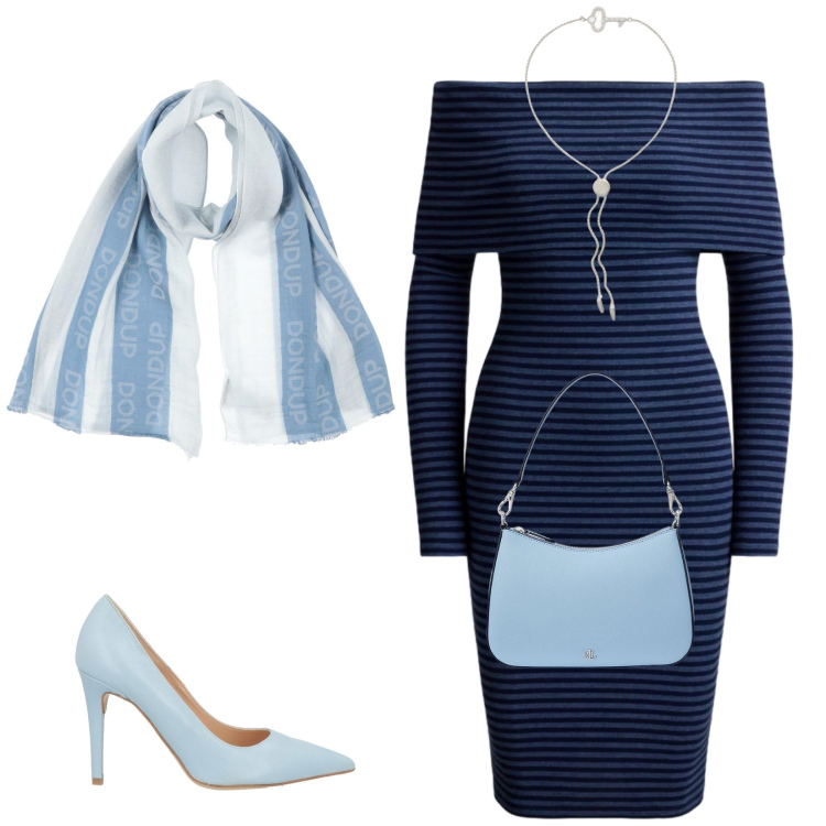 Outfit donna - Total look #2332876. Stile Bon Ton per Cerimonia. Abbinamento con sciarpe, décolleté, vestiti a tubino, braccialetti, borse a spalla.