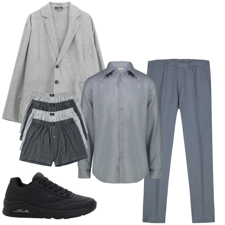 Outfit uomo - Total look #2332877. Stile Trendy per Serata speciale. Abbinamento con boxer, sneakers, giacche, camicie, pantaloni.