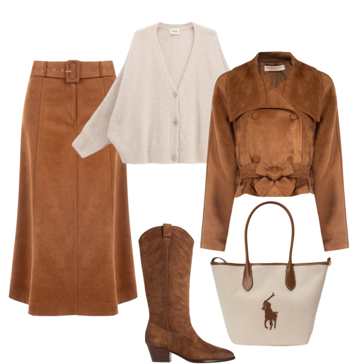 Outfit donna - Tessuti morbidi. Stile Trendy per Tutti i giorni. Abbinamento con stivali, cardigans, gonne longuette, blazer, borse tote.