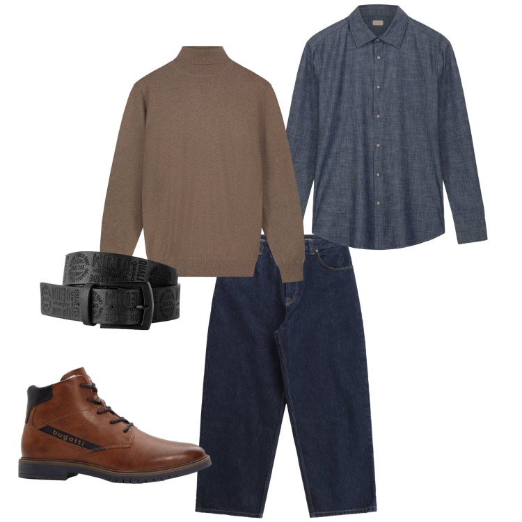 Outfit uomo - Febbraio Soft: L’Eleganza dell’Equilibri. Stile Urban per Tutti i giorni. Abbinamento con cinture, anfibi, jeans, camicie, maglieria.