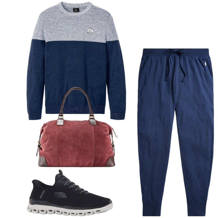 Outfit uomo - Total look #2332964. Stile Urban per Sport. Abbinamento con t-shirt sportive, sneakers, pantaloni, borse sportive.