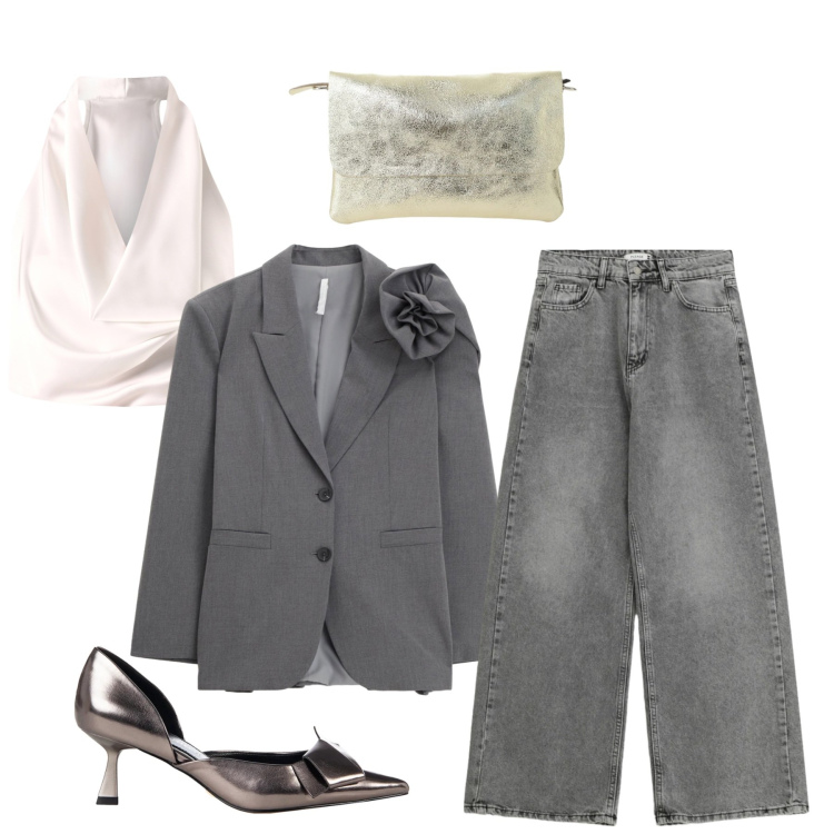 Outfit donna - Un outfit per San Valentino - @valentina. Stile Casual chic per Tutti i giorni. Abbinamento con blazer, borse a spalla, top, décolleté, jeans.