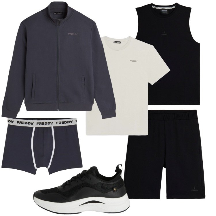Outfit uomo - Only Freddy. Stile Casual per Sport. Abbinamento con felpe, sneakers, boxer, tute sportive, t-shirt.