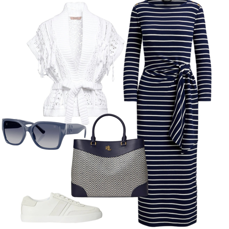 Outfit donna - Total look #2333069. Stile Casual chic per Tutti i giorni. Abbinamento con cardigans, occhiali da sole, vestiti lunghi, borse a mano, sneakers.