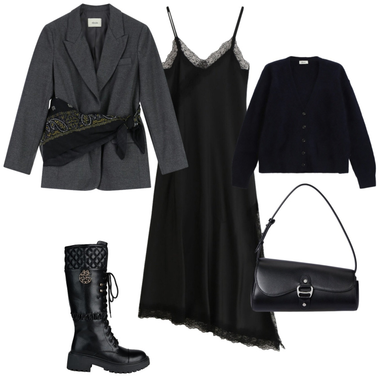 Outfit donna - Casual chic ogni giorno. Stile Casual chic per Tutti i giorni. Abbinamento con stivali, vestiti lunghi, cardigans, blazer, borse a spalla.