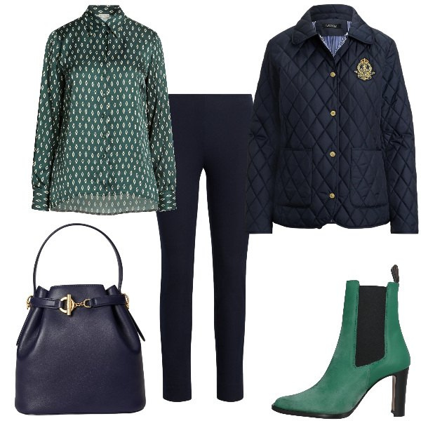 Outfit donna - Total look #2333099. Stile Casual chic per Tutti i giorni. Abbinamento con camicie, stivaletti chelsea, pantaloni skinny, giacche, borse a secchiello.